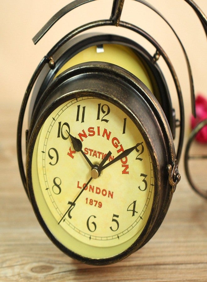 NEOTEND Desk Clock Vintage Table Clock Desktop Farmhouse Tabletop Metal Clock for Office Bedroom Silent Quartz Decor Double Sided - Image 5